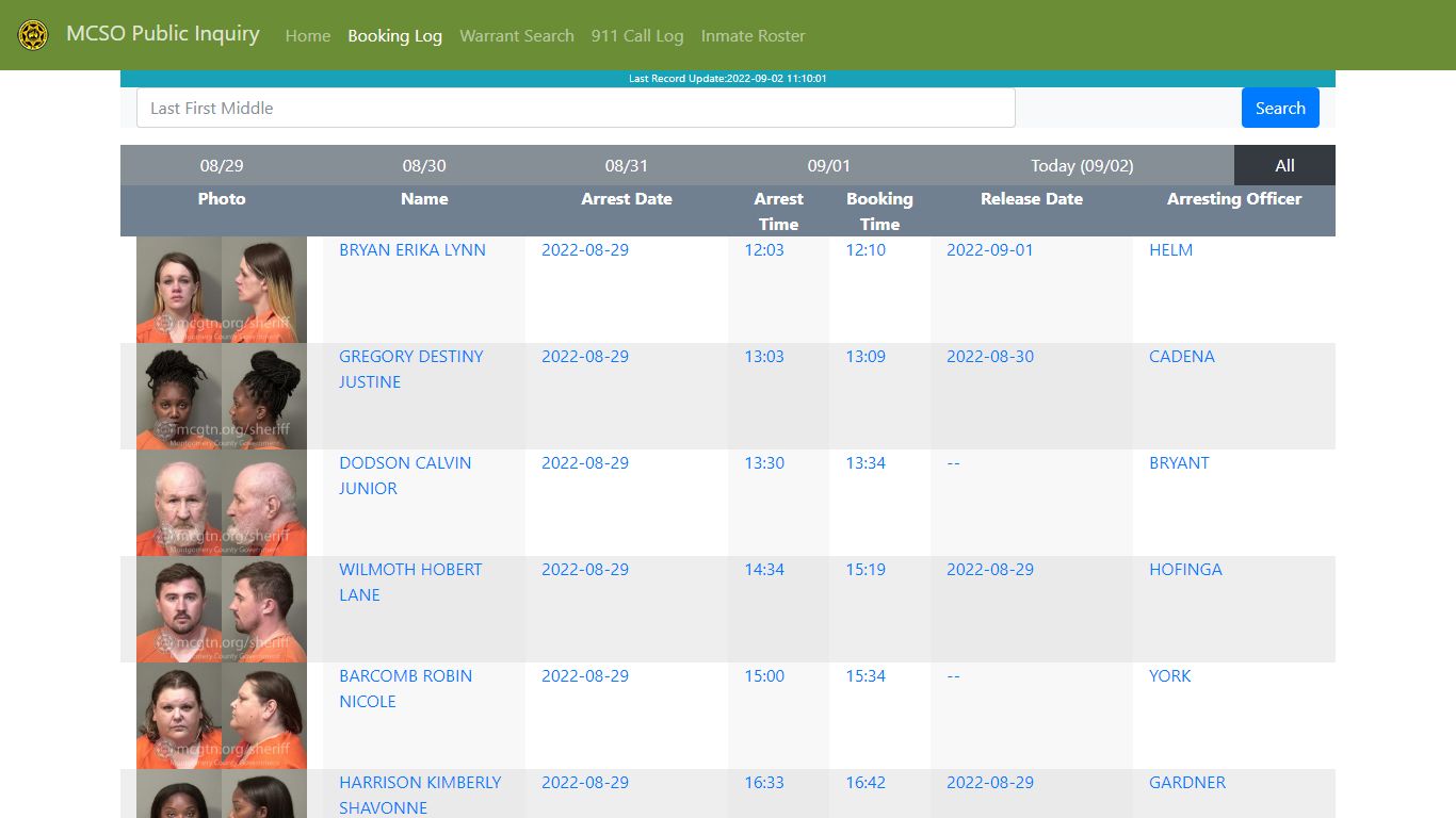 MCSO Public Inquiry: Booking Log - api.mcgtn.org